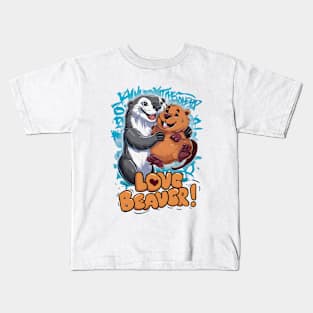 Otterly Adorable Beaver Love: Anime-style Illustration Kids T-Shirt